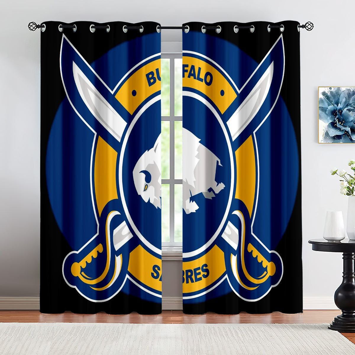 Buffalo Sabres Hockey League Blackout Curtains Drapes For Window Treatment Set