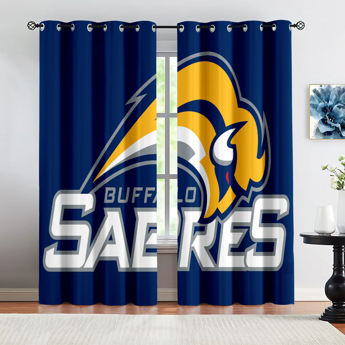 Buffalo Sabres Hockey League Blackout Curtains Drapes For Window Treatment Set