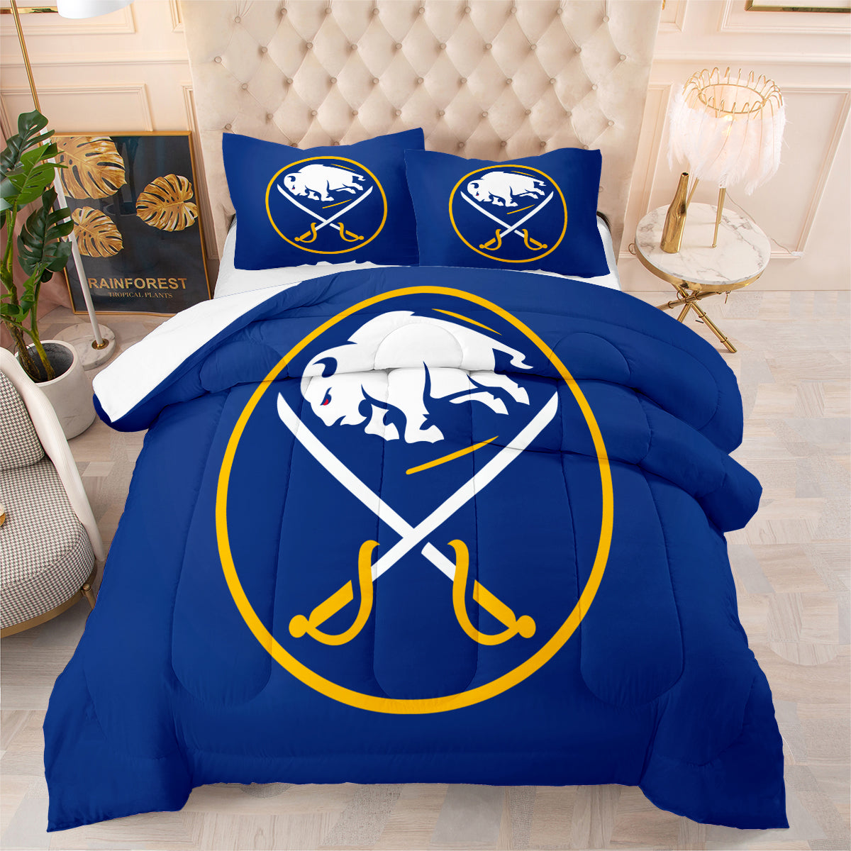 Buffalo Sabres Hockey League Comforter Pillowcase Sets Blanket All Season Reversible Quilted Duvet