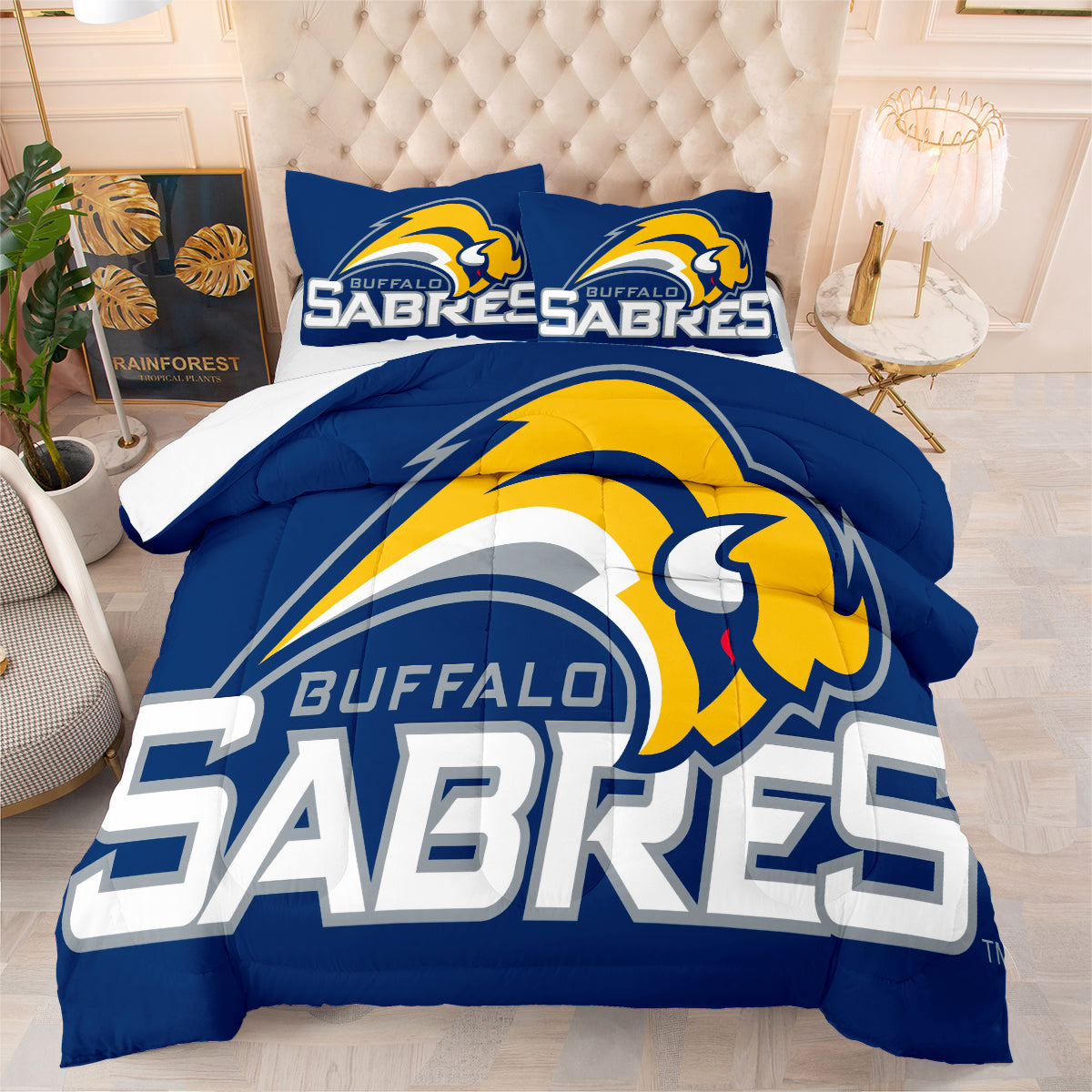 Buffalo Sabres Hockey League Comforter Pillowcase Sets Blanket All Season Reversible Quilted Duvet