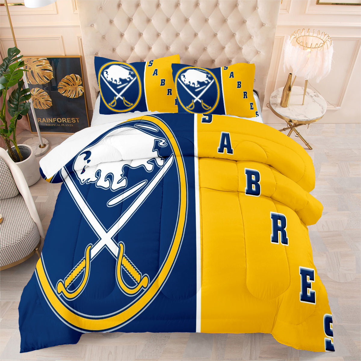 Buffalo Sabres Hockey League Comforter Pillowcase Sets Blanket All Season Reversible Quilted Duvet