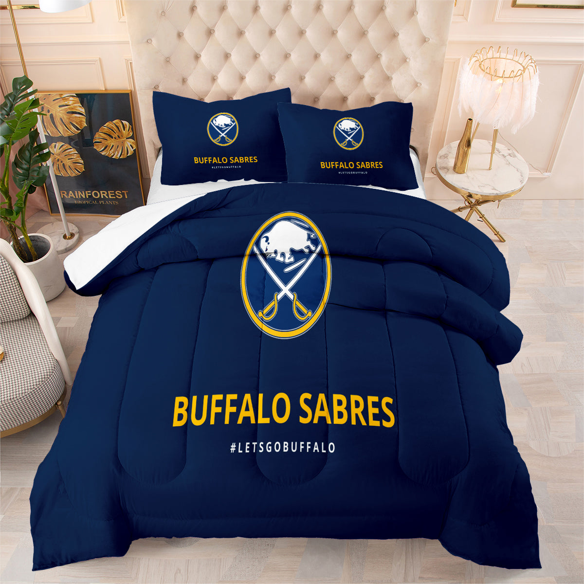 Buffalo Sabres Hockey League Comforter Pillowcase Sets Blanket All Season Reversible Quilted Duvet