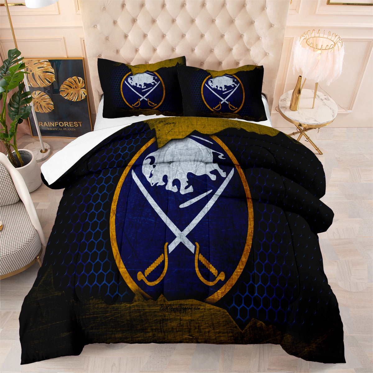 Buffalo Sabres Hockey League Comforter Pillowcase Sets Blanket All Season Reversible Quilted Duvet