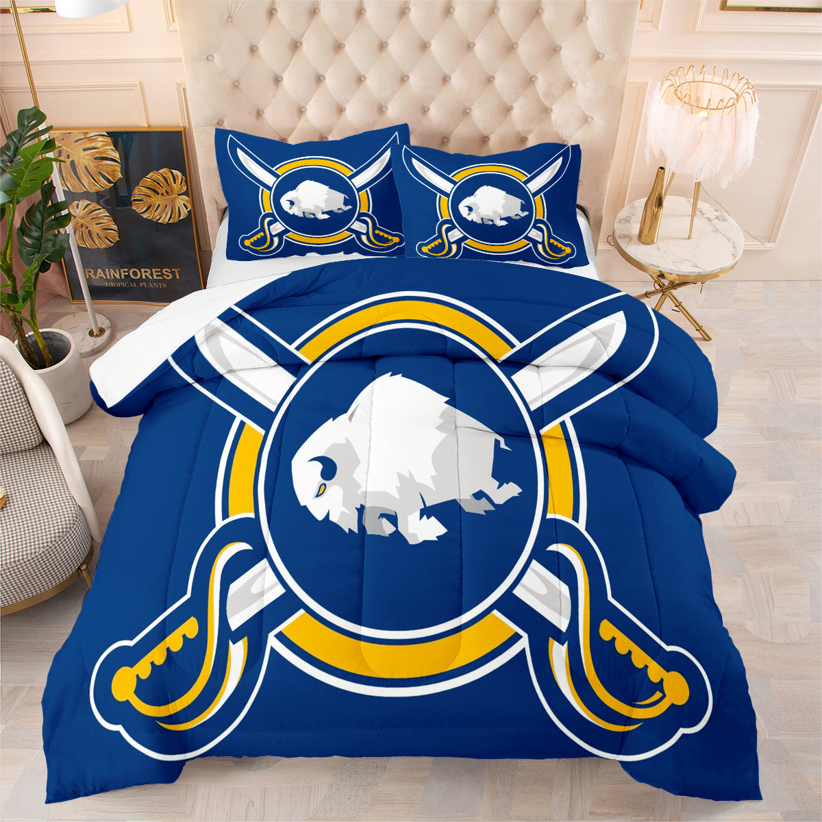 Buffalo Sabres Hockey League Comforter Pillowcase Sets Blanket All Season Reversible Quilted Duvet