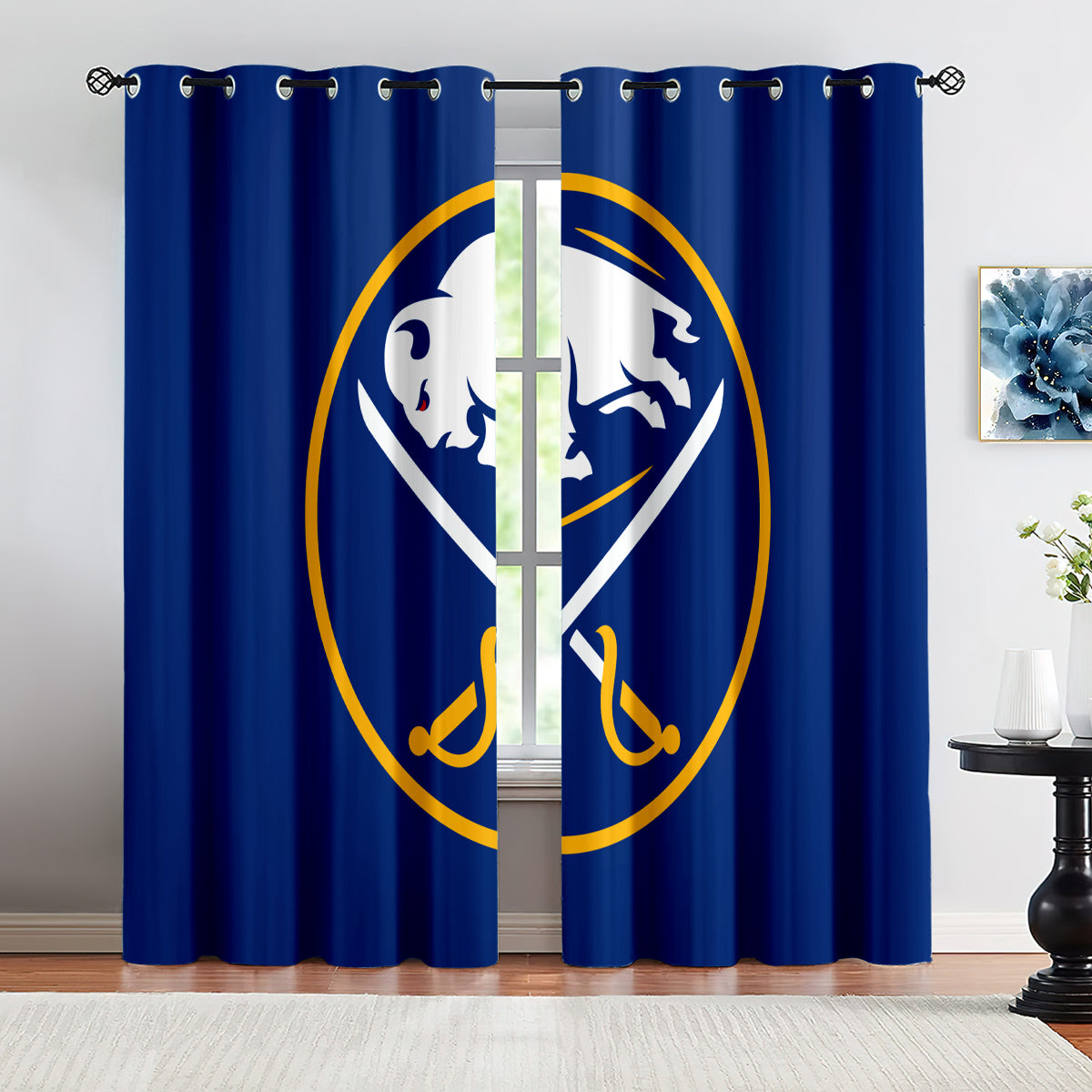 Buffalo Sabres Hockey League Blackout Curtains Drapes For Window Treatment Set