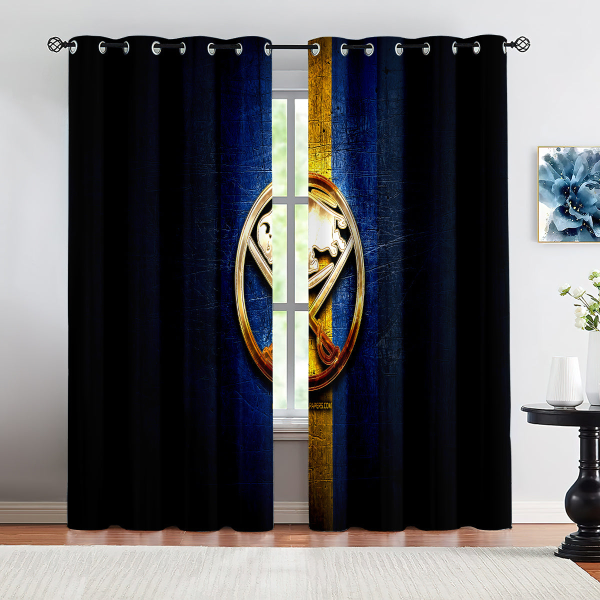 Buffalo Sabres Hockey League Blackout Curtains Drapes For Window Treatment Set