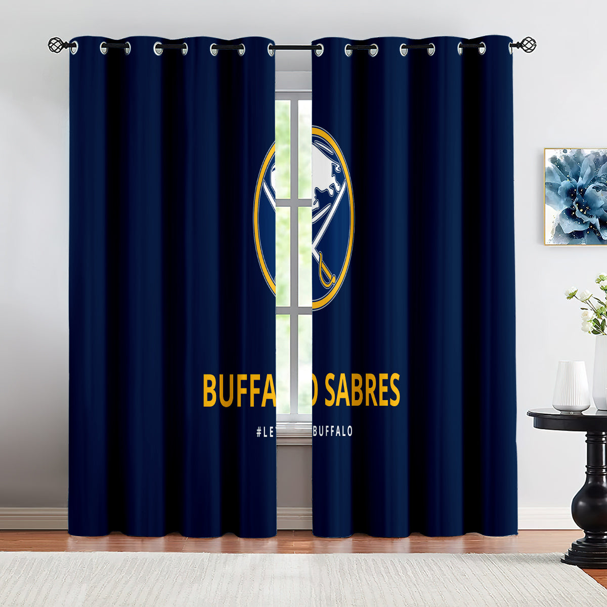 Buffalo Sabres Hockey League Blackout Curtains Drapes For Window Treatment Set