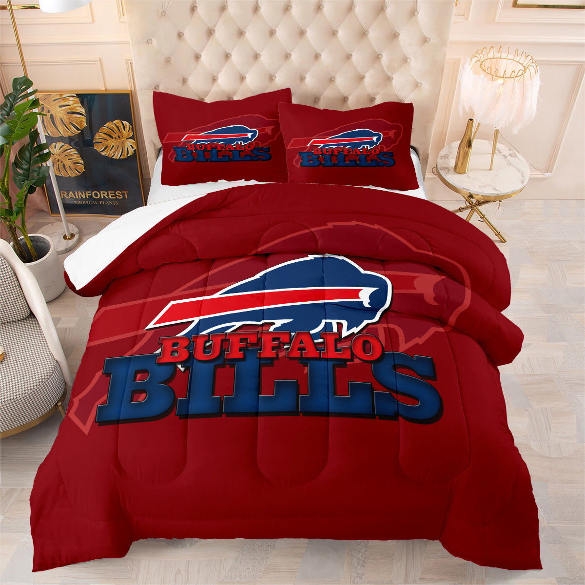 Buffalo Football Bills Comforter Pillowcase Sets Blanket All Season Reversible Quilted Duvet