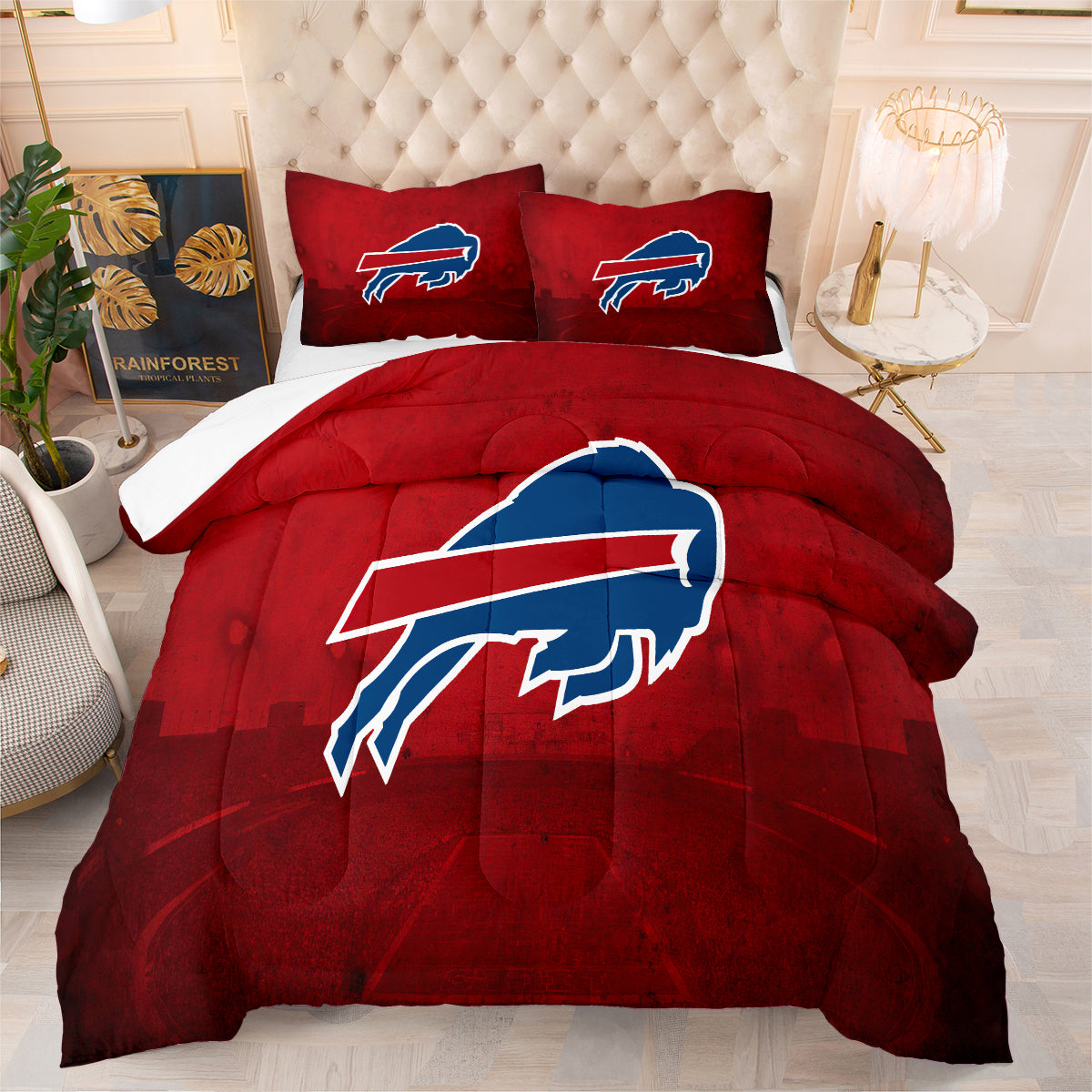 Buffalo Football Bills Comforter Pillowcase Sets Blanket All Season Reversible Quilted Duvet