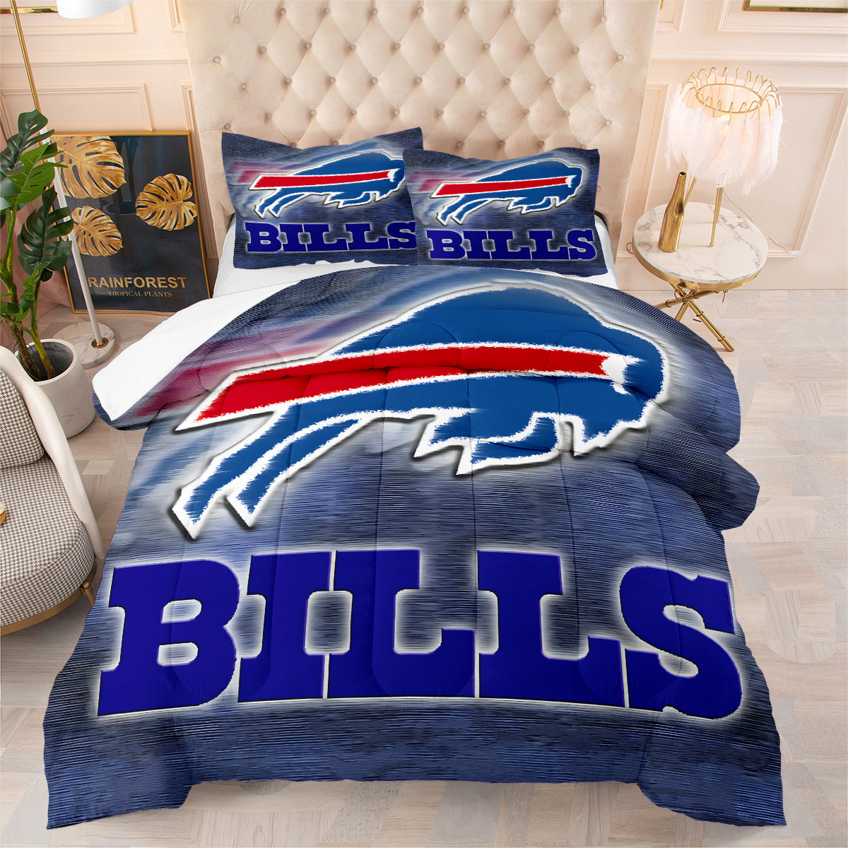Buffalo Football Bills Comforter Pillowcase Sets Blanket All Season Reversible Quilted Duvet