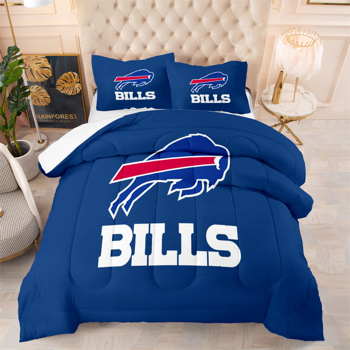 Buffalo Football Bills Comforter Pillowcase Sets Blanket All Season Reversible Quilted Duvet