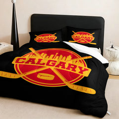 Calgary Flames Hockey League Comforter Pillowcase Sets Blanket All Season Reversible Quilted Duvet