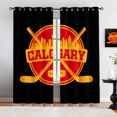 Calgary Flames Blackout Curtains Drapes For Window Treatment Set