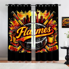 Calgary Flames Blackout Curtains Drapes For Window Treatment Set