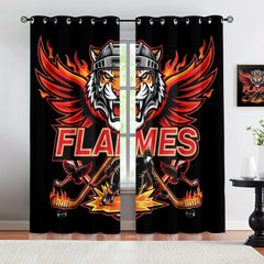 Calgary Flames Blackout Curtains Drapes For Window Treatment Set
