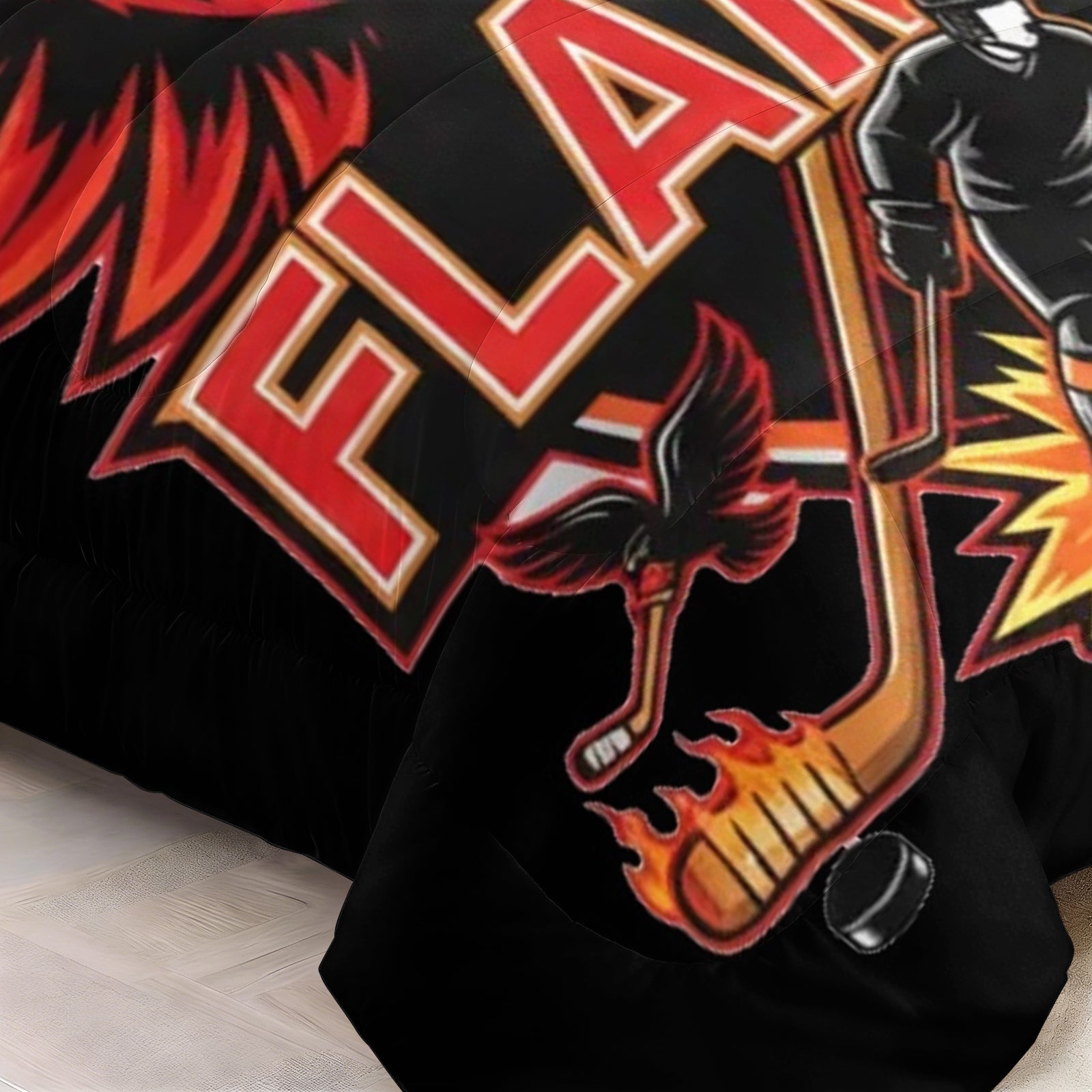 Calgary Flames Hockey League Comforter Pillowcase Sets Blanket All Season Reversible Quilted Duvet