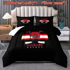 Calgary Flames Hockey League Comforter Pillowcase Sets Blanket All Season Reversible Quilted Duvet