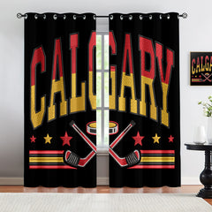 Calgary Flames Blackout Curtains Drapes For Window Treatment Set