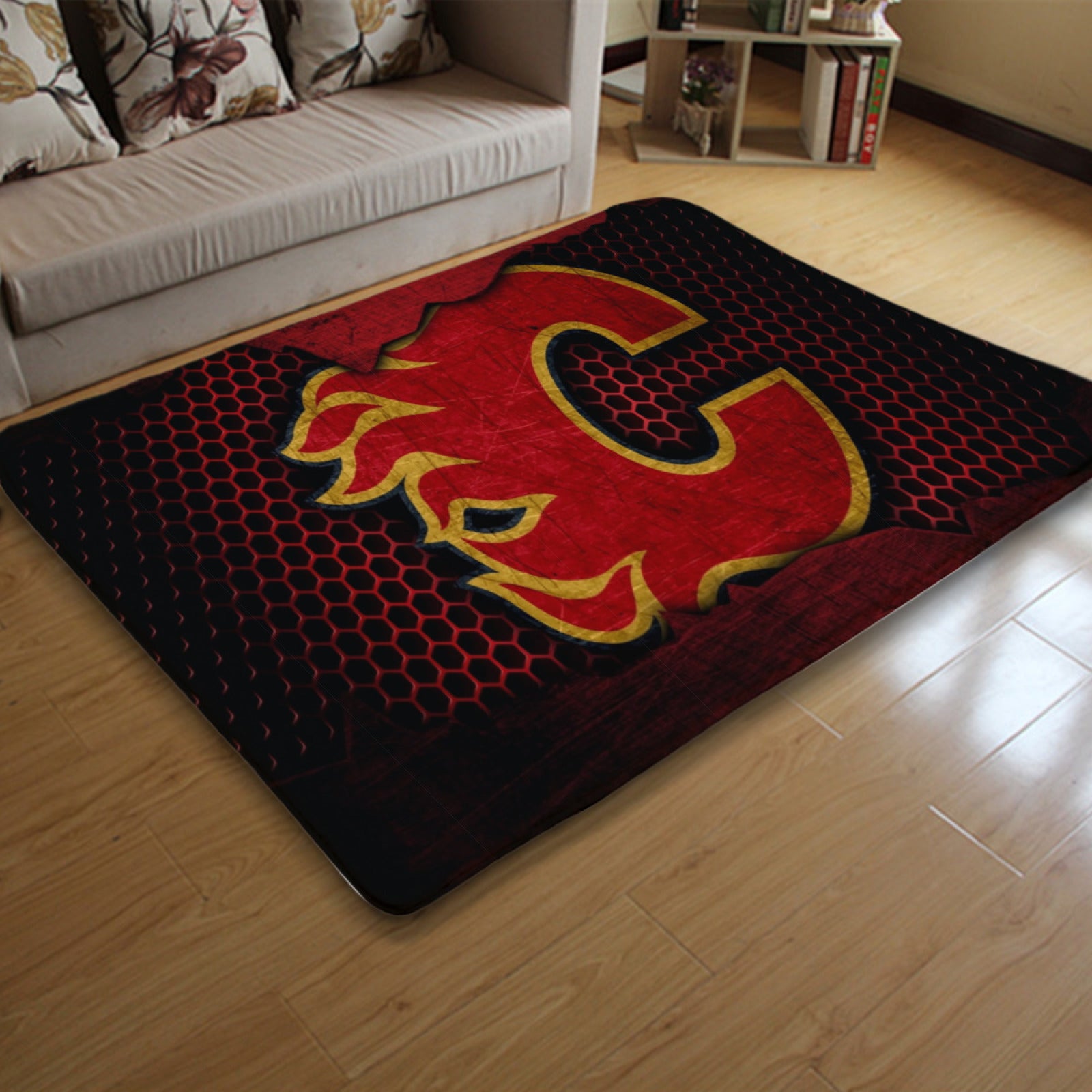 Calgary Flame Hockey League Carpet Living Room Bedroom Mats Kitchen Bathroom Rugs
