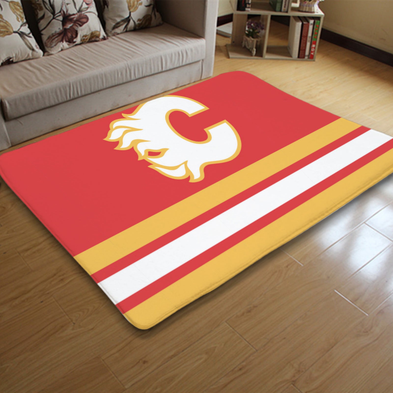 Calgary Flame Hockey League Carpet Living Room Bedroom Mats Kitchen Bathroom Rugs