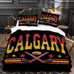 Calgary Flames Hockey Duvet Cover Quilt Case Pillowcase Bedding Set Without Filler