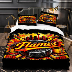 Calgary Flames Hockey Duvet Cover Quilt Case Pillowcase Bedding Set Without Filler