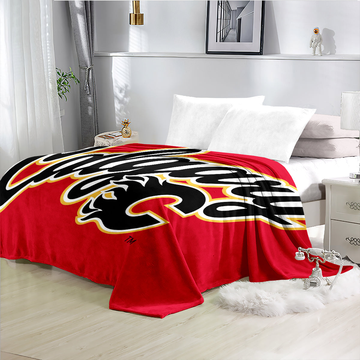 Calgary Flames Hockey Team Flannel Fleece Throw Blanket