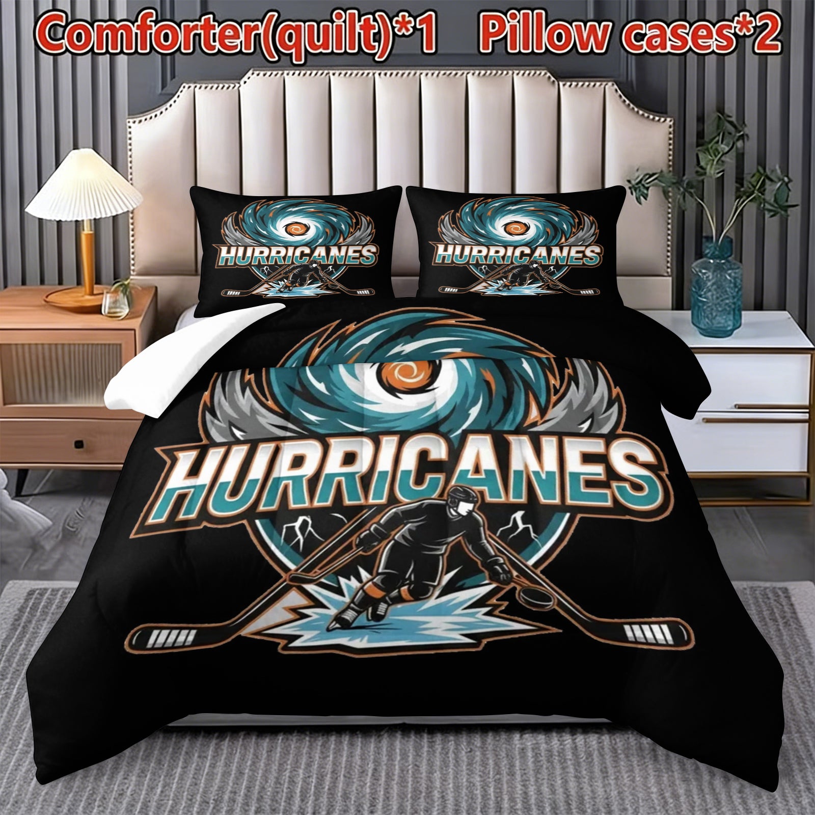 Carolina Hurricanes Hockey League Comforter Pillowcase Sets Blanket All Season Reversible Quilted Duvet
