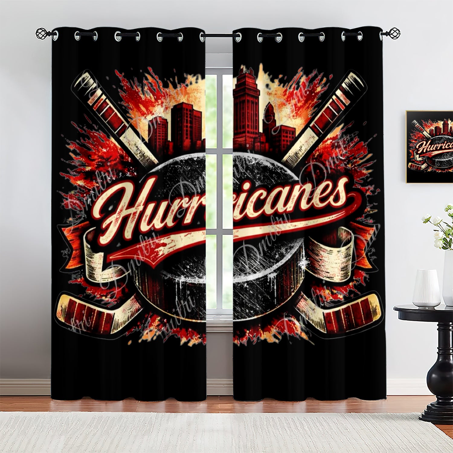 Carolina Hurricanes Blackout Curtains Drapes For Window Treatment Set