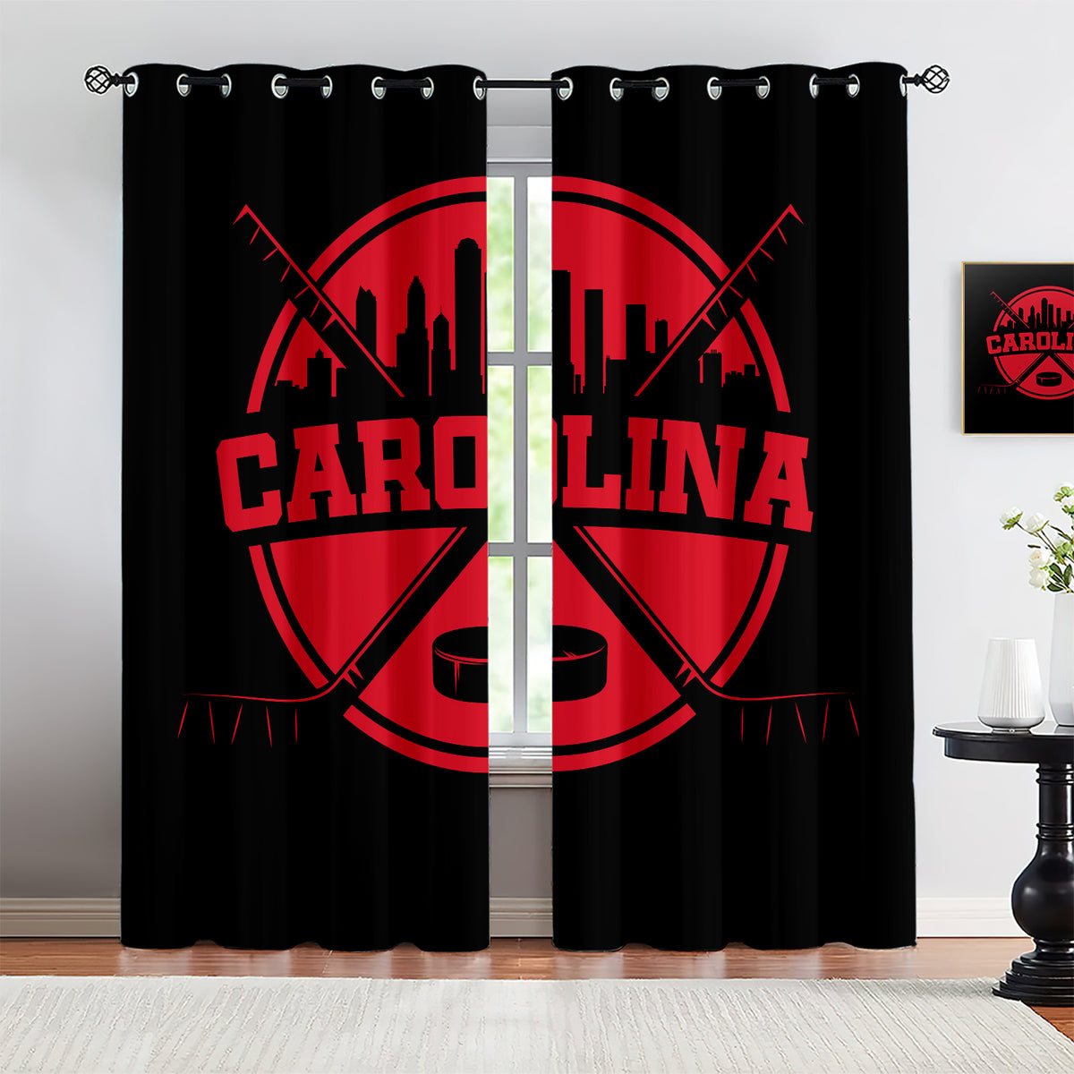 Carolina Hurricanes Blackout Curtains Drapes For Window Treatment Set