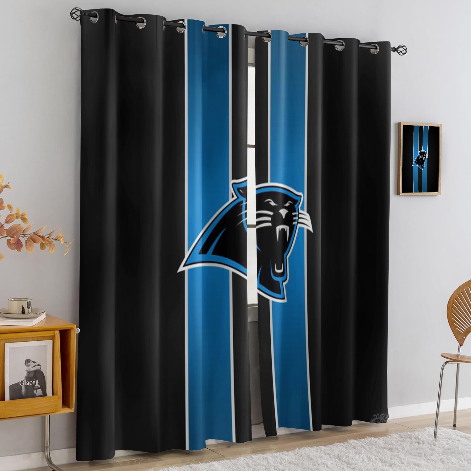 Carolina Panthers Blackout Curtains Drapes For Window Treatment Set