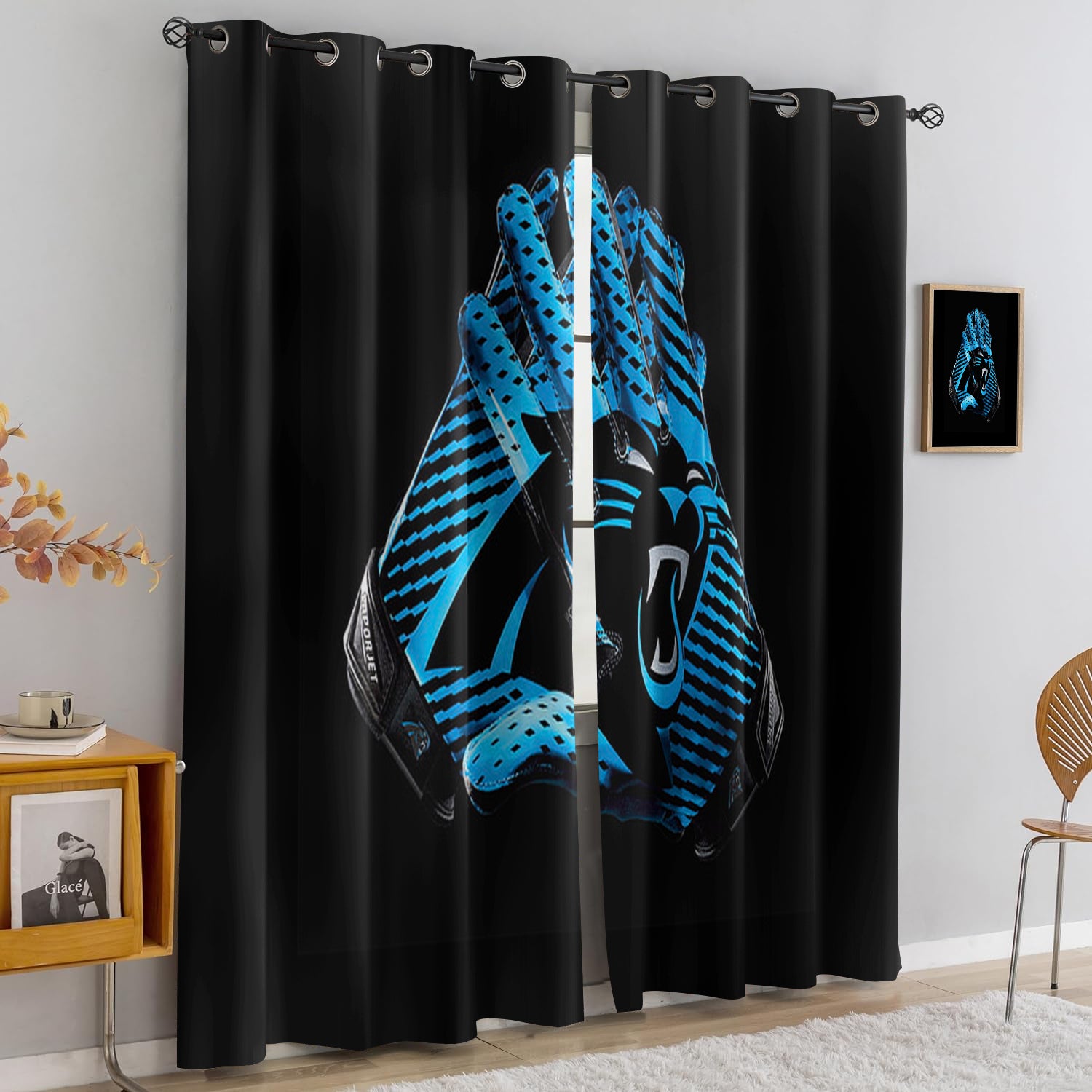 Carolina Panthers Blackout Curtains Drapes For Window Treatment Set