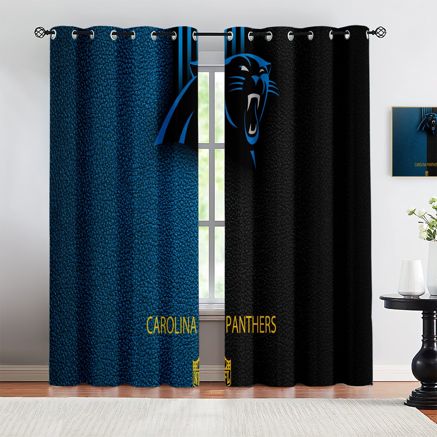 Carolina Panthers Blackout Curtains Drapes For Window Treatment Set