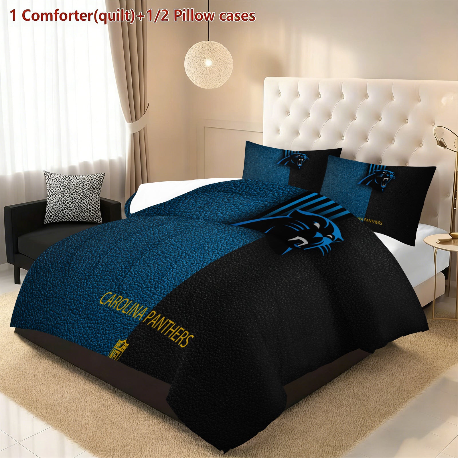Carolina Panthers Comforter Pillowcase Sets Blanket All Season Reversible Quilted Duvet