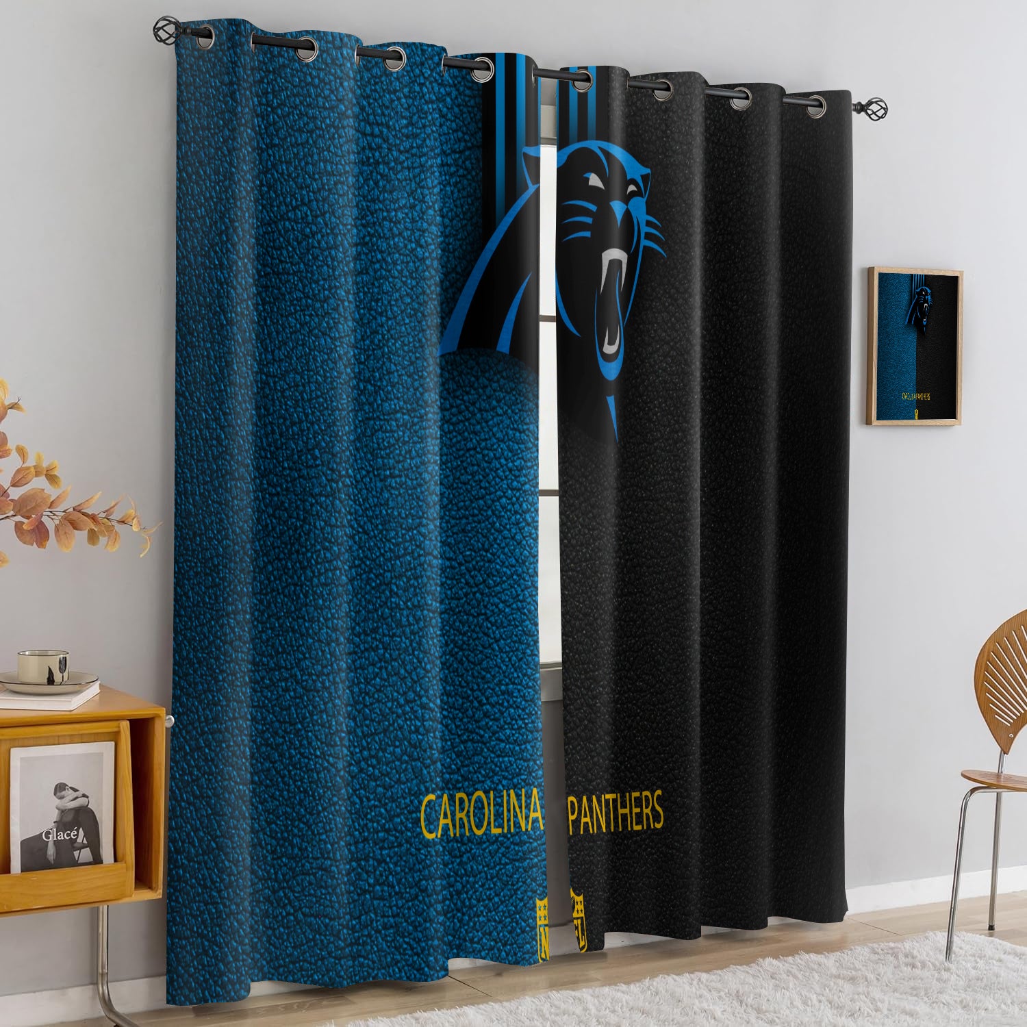 Carolina Panthers Blackout Curtains Drapes For Window Treatment Set