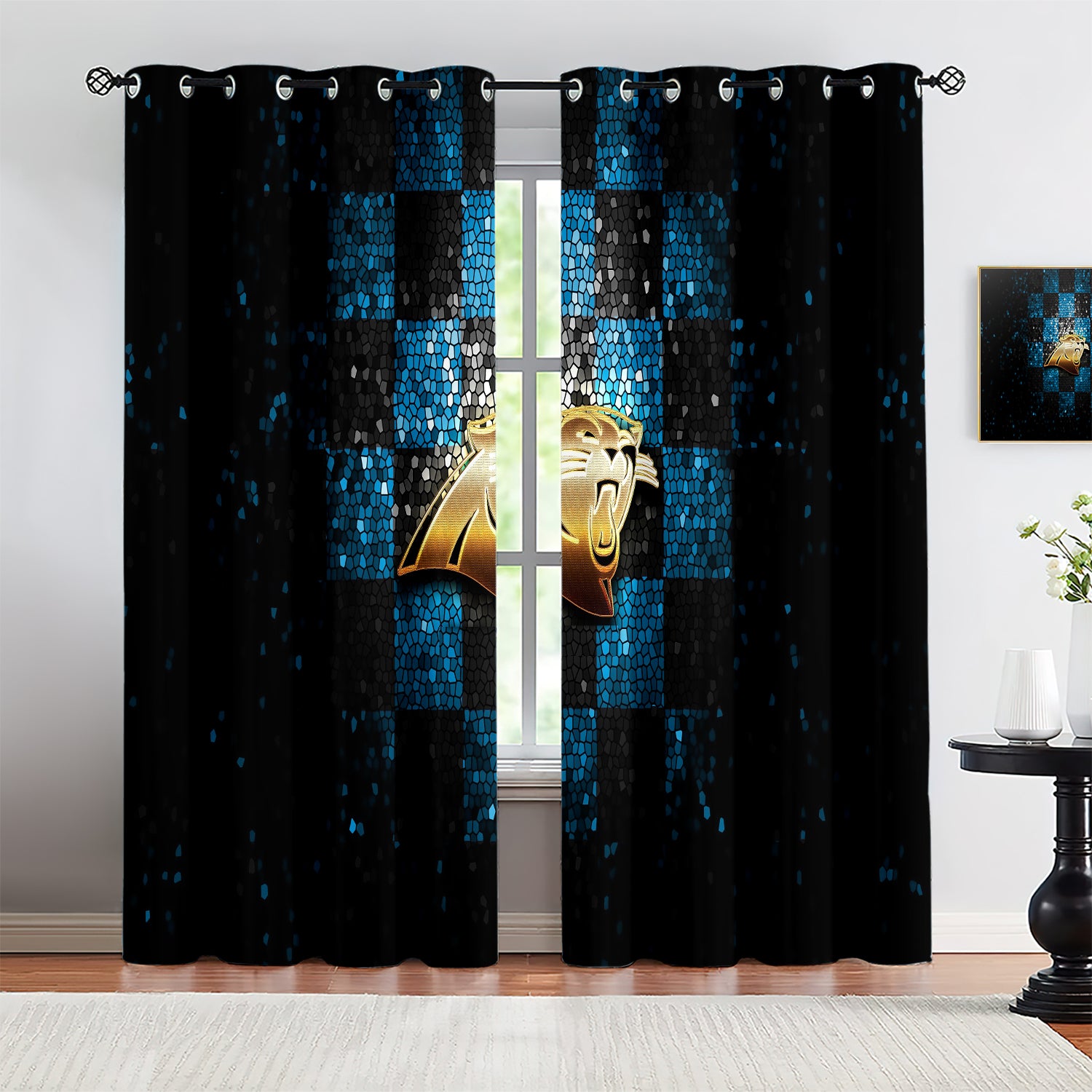 Carolina Panthers Blackout Curtains Drapes For Window Treatment Set