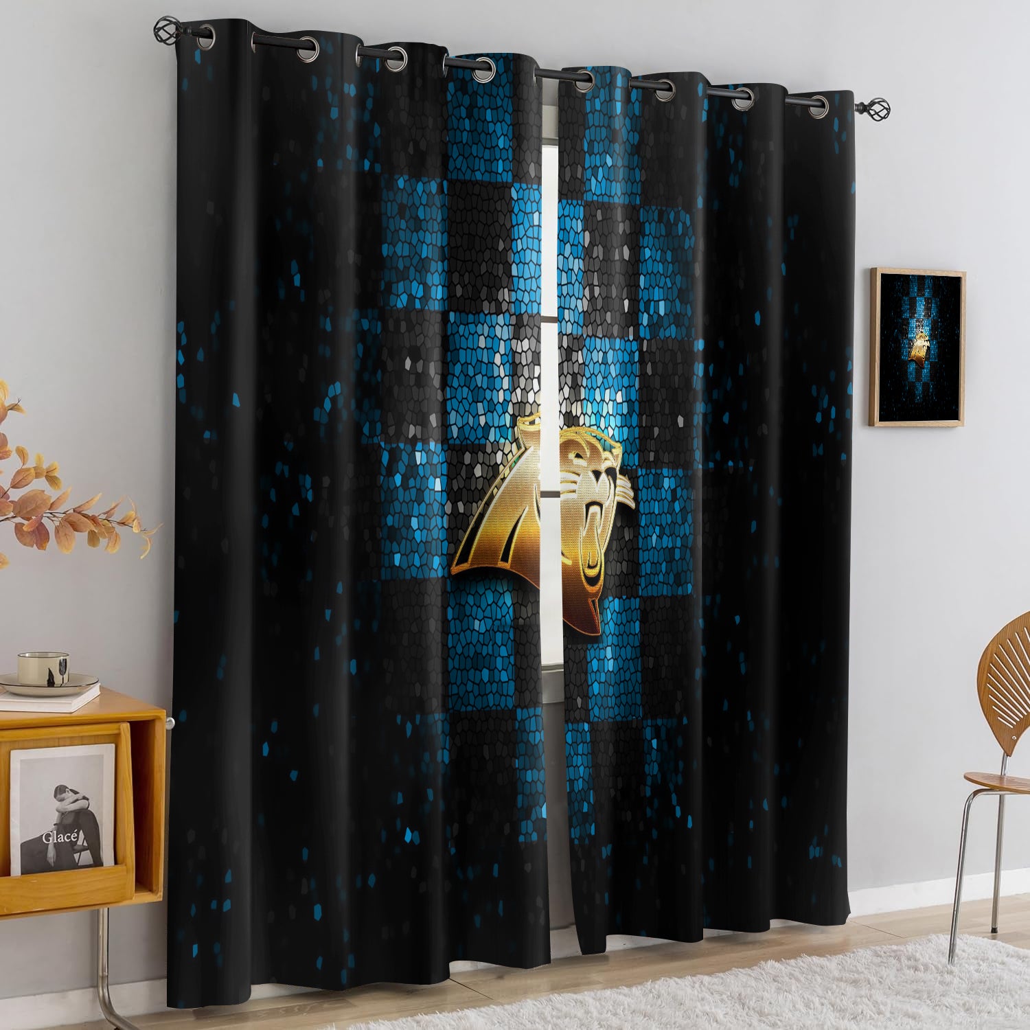 Carolina Panthers Blackout Curtains Drapes For Window Treatment Set