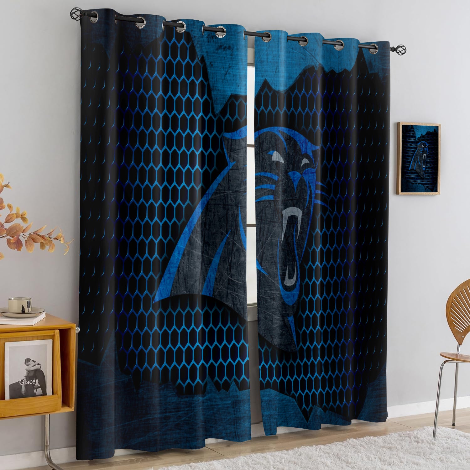 Carolina Panthers Blackout Curtains Drapes For Window Treatment Set