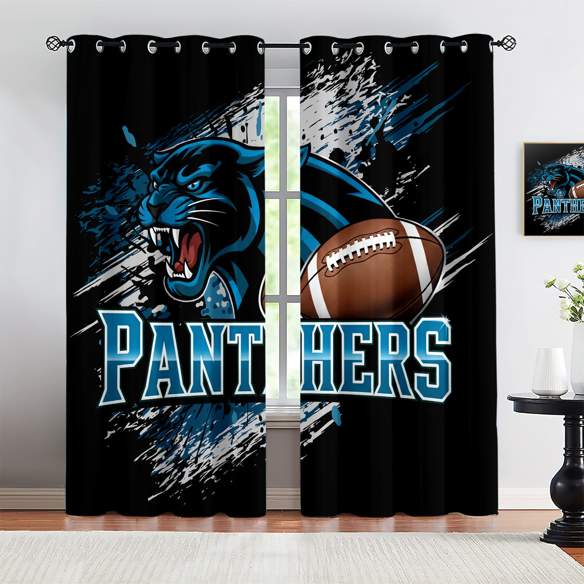 Carolina Panthers Blackout Curtains Drapes For Window Treatment Set