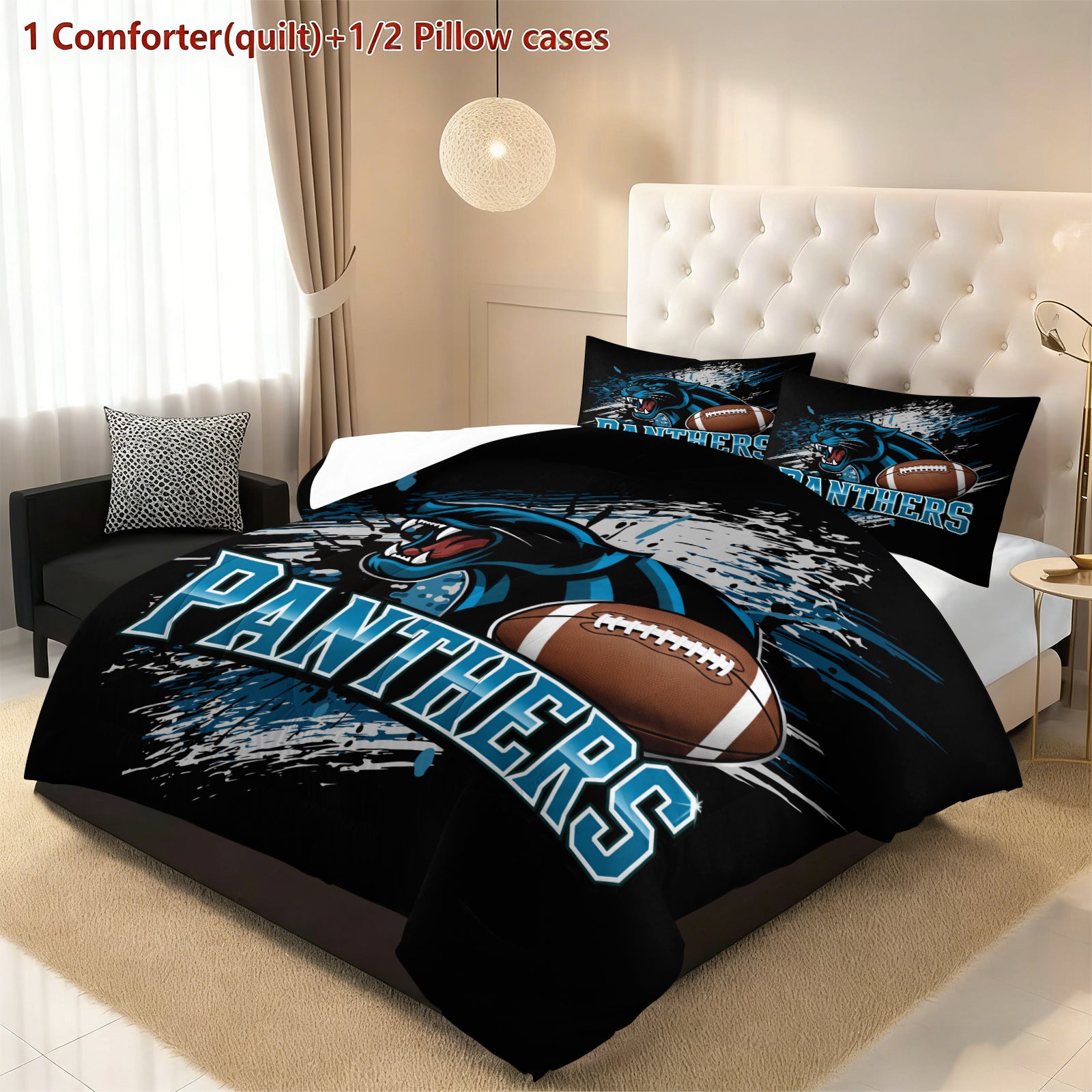 Carolina Panthers Comforter Pillowcase Sets Blanket All Season Reversible Quilted Duvet