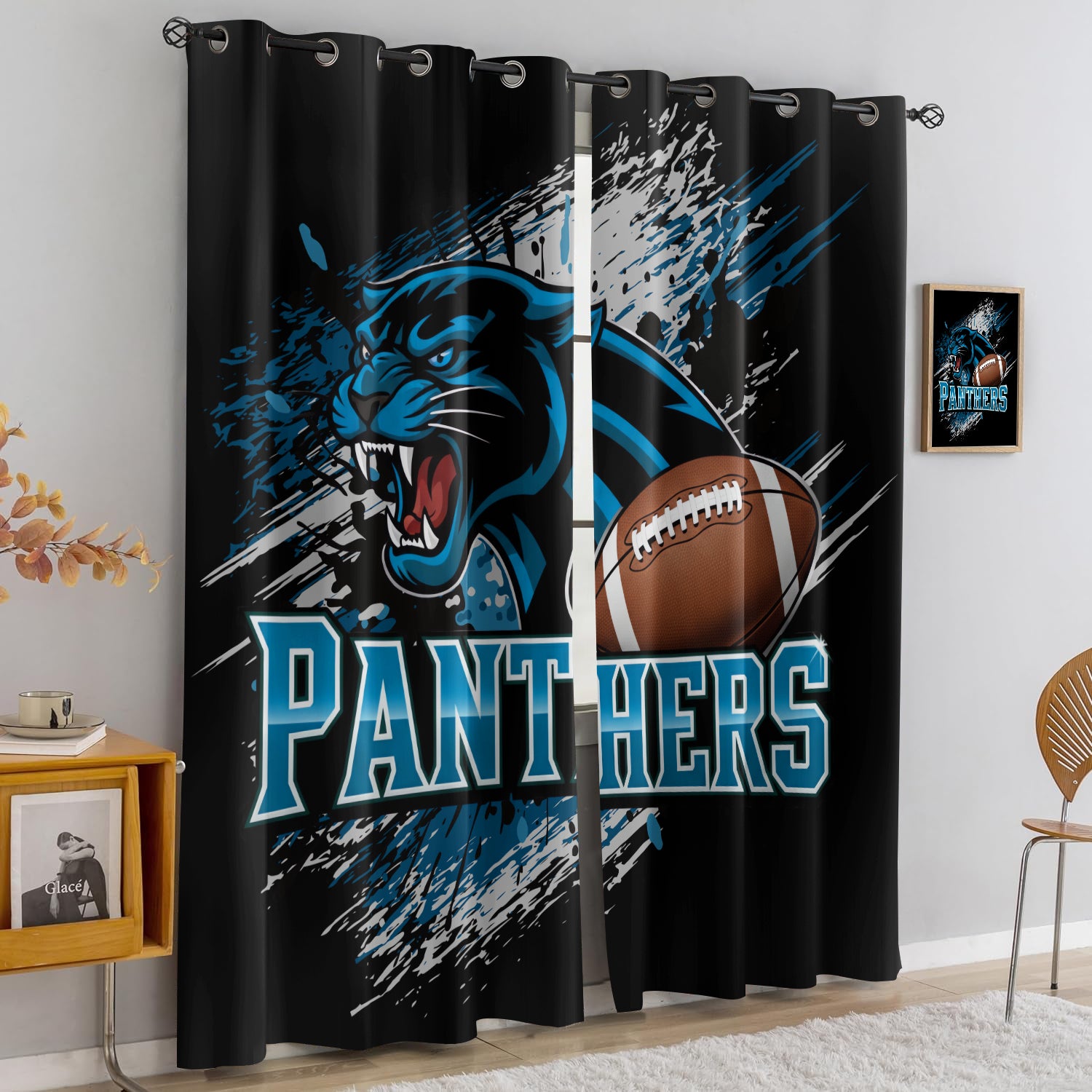 Carolina Panthers Blackout Curtains Drapes For Window Treatment Set