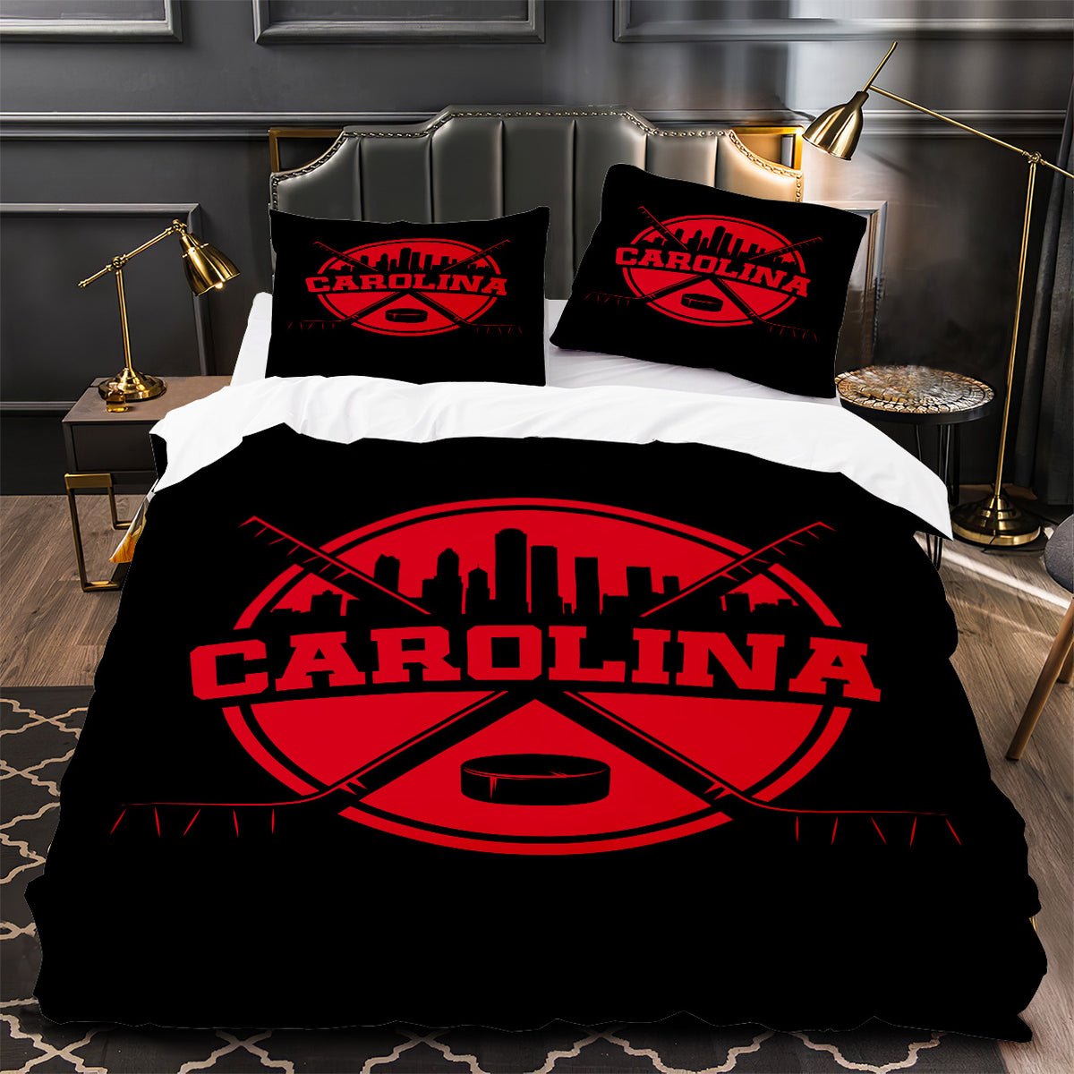 Carolina Hurricanes Hockey Duvet Cover Quilt Case Pillowcase Bedding Set Without Filler