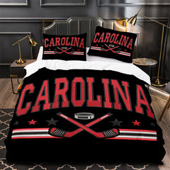 Carolina Hurricanes Hockey Duvet Cover Quilt Case Pillowcase Bedding Set Without Filler