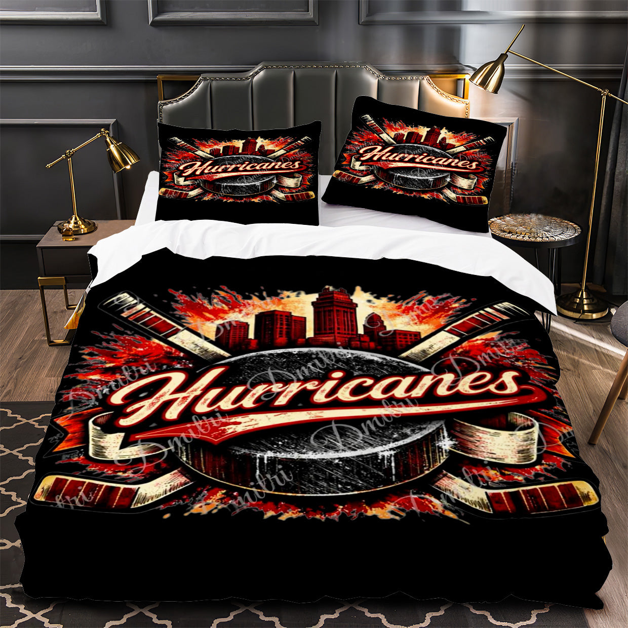 Carolina Hurricanes Hockey Duvet Cover Quilt Case Pillowcase Bedding Set Without Filler