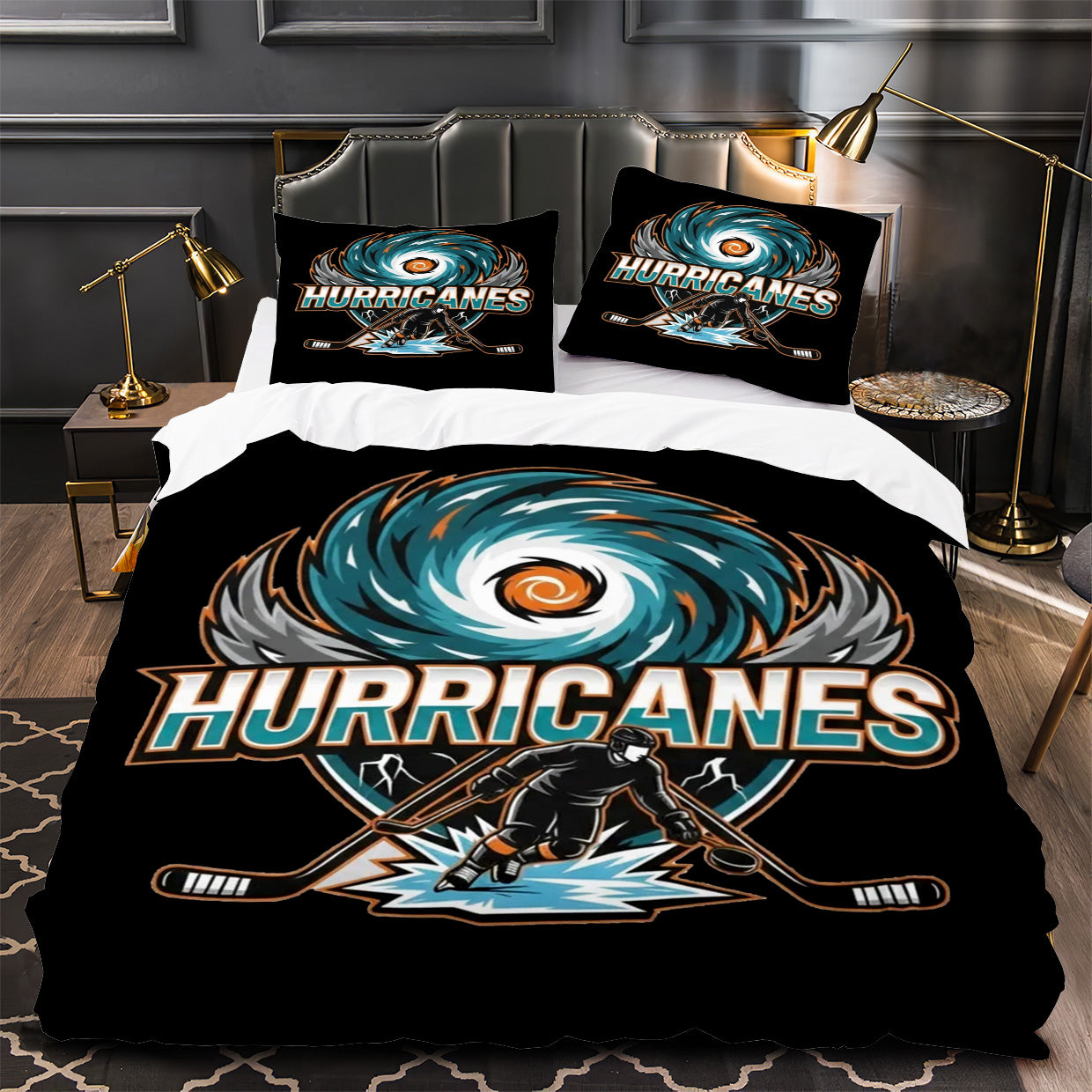 Carolina Hurricanes Hockey Duvet Cover Quilt Case Pillowcase Bedding Set Without Filler