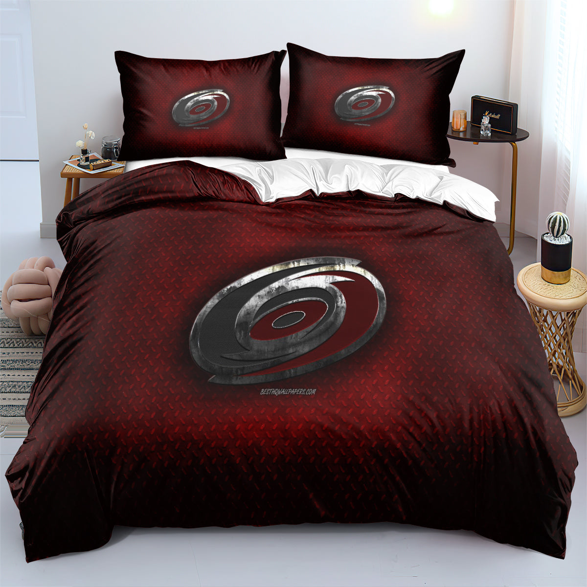 Carolina Hurricanes Hockey League Duvet Cover Quilt Case Pillowcase