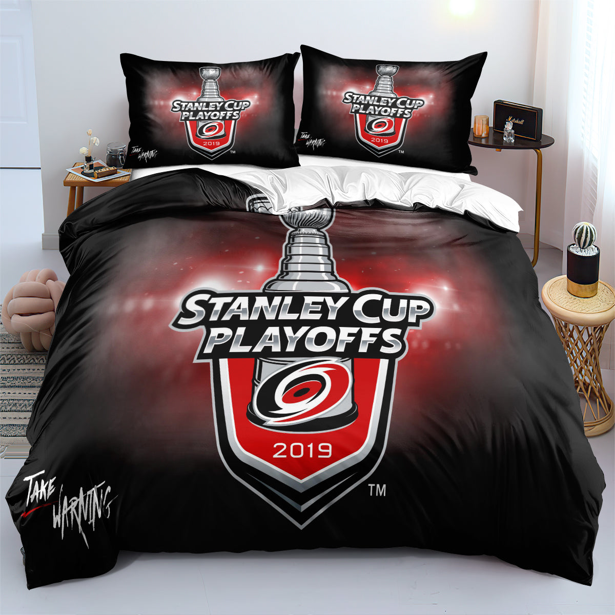 Carolina Hurricanes Hockey League Duvet Cover Quilt Case Pillowcase