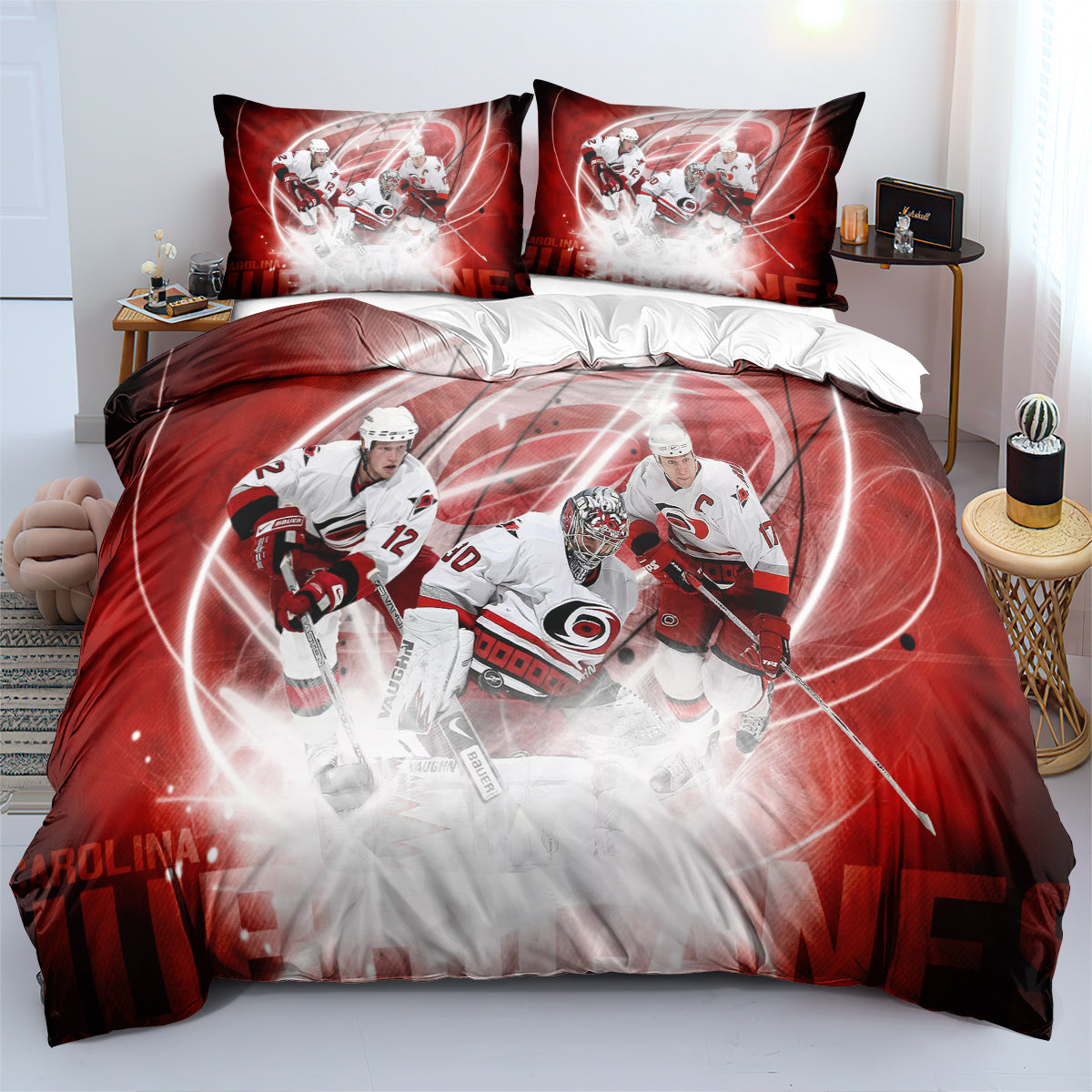 Carolina Hurricanes Hockey League Duvet Cover Quilt Case Pillowcase