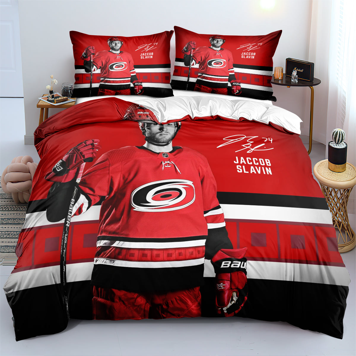 Carolina Hurricanes Hockey League Duvet Cover Quilt Case Pillowcase