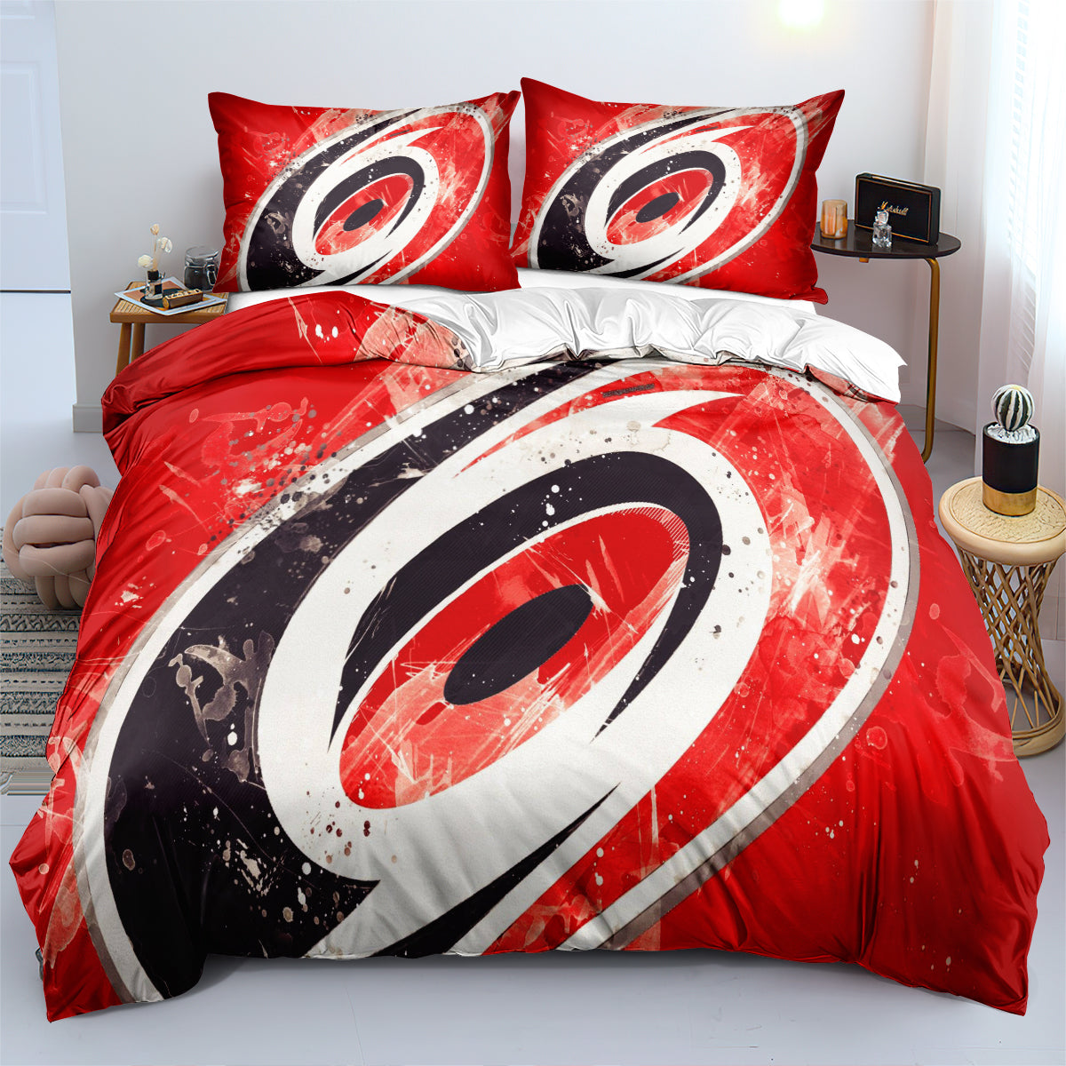 Carolina Hurricanes Hockey League Duvet Cover Quilt Case Pillowcase